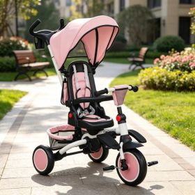 Pink 6-in-1 Convertible Kids Tricycle: 1-5Y Stroller Trike with Adjustable Push Handle, Removable Canopy & Reversible Seat (Option: Default Title)