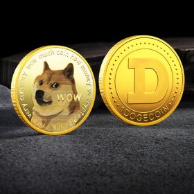 WOW Dogecoin To The Moon In Doge We Trust Gold Plated Commemorative Coins Cute Dog Pattern Printed Cllection Gifts (Option: Golden-40X3 31 grams)