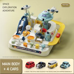 Car Adventure Challenge Track, Parking Lot Car Police Car Fire Truck Puzzle Hands On Toy (Option: Main body and 4cars)