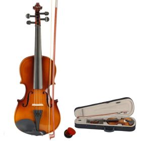 New 3/4 Acoustic Violin Case Bow Rosin Natural (Option: As picture)
