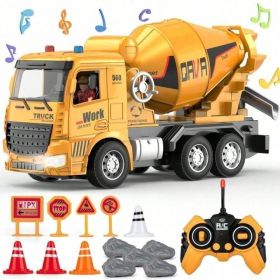 Remote Control Construction Play Set. This Rechargeable Concrete Mixer Truck Is A Durable, All Terrain Toy That Brings Construction Site Exciteme (Option: 689 819A)
