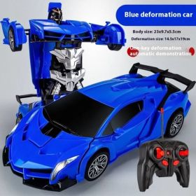Transforming Car Robot, One-Button Deformation R&C Toy Car, 1-18 Scale 360' Rotating Drifting, Toys Suitable For Kids Over 3 Years Old, Education (Option: Blue)