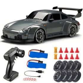 Scale 2.4GHz 4WD Remote Control RC Drift Car  High Speed LED Lights Drift Tires Kids  Toy For Indoor  & Outdoor Play Easter Gift RC Cars (Option: Gray)