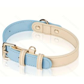 Dog Collar, Leather Dog Collar, For Small, Medium, And Large Dogs, Genuine Leather, Basic Collar, Adjustable Pet Collar (Size L) ( Blue) (Option: Default)