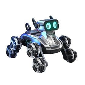 Silver Eight-wheel Stunt Dual Remote Control Robot Dog (Color: Black)