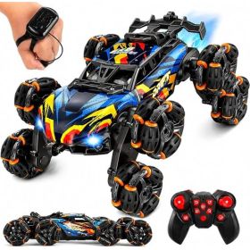 8WD Gesture Sensing RC Stunt Car With 2.4GHz Remote, Lights, Music And Spray Effects For Kids (Option: Black)