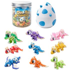 9PCS 3D Printed Mini Dinosaur Figurine Set With Dinosaur Egg & Storage Box, Articulated Dinosaur Collection, Desk Decor Display Gift Set (Option: PLA-1 Set)