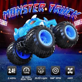 Remote Control Car, 2.4GHz Monster Trucks Toys With Light Spray, Birthday Gift (Option: Blue)