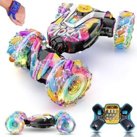 Gesture Sensing 4WD RC Stunt Car With Light & Music, Hand Controlled Twist Toy For Kids Ages 6-12 (Option: Graffiti)