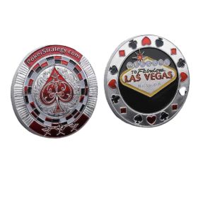 (Silver/4 Items) Las Vegas Poker Chip Casino Metal Challenge Coins Lucky Souvenir Tokens (Option: Default)