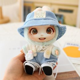 5PCS-Set Cute Hat Shoes Doll Clothes Outfit Set For LABUBU 15CM-17CM Doll, Adorable Dress Up Accessories For Doll - Dolls Not Included (Color: Blue)