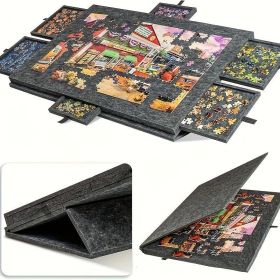 Foldable Puzzle Table With Sorting System Portable Puzzle Organizer For Adults Featuring A Built-in Stand And Protective Cover Spacious Family Ga (Option: Dark Gray)