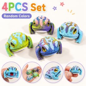 4PCS 3D Printed Mini Frog Figurine Set, Random Color Cute Frog Ornaments, Miniature Desk Decor For Terrarium, Micro Landscape And Shelf Display (Option: Mini Frog Figurine Set-4PCS-PLA)