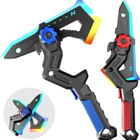 2 Pack Transforming Light Up Swords For Kids, Rechargeable LED Glowing Sword Axe Toys With Mist Spray & Sound, Connectable Double Bladed Weapons (Option: Black)