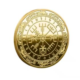 (Gold) Nordic Viking Coin Vegetarian Guide Compass Commemorative Coin Collection Talisman Souvenir Gift Home Decoration Crafts Decorations (Option: Default)