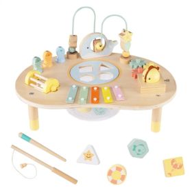 7-in-1 Wooden Baby Activity Table 12M+ Sensory Play Table with Music & Shape Sorting (Option: Default Title)