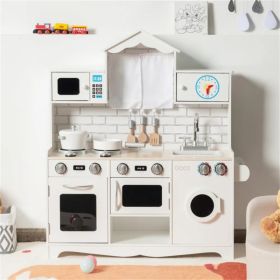 Kitchen Toy Wooden Kids Kitchen with Washing Machine (Option: Default Title)