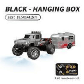 1 In 64 Mini RC Buggy With Detachable Trailer Box With Controller Kids Best Toy Gift Outdoor Impact Resistant RC Toy Car (Option: Silver remote control)