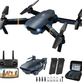 Drones With Camera For Adults Kids, Foldable RC Quadcopter, Helicopter Toys, 1080P FPV Video Drone For Beginners, 2 Batteries, Carrying Case, One (Option: Blue)