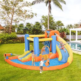 5-in-1 Kids Inflatable Bounce House Jumping Castle with Water Pool (Option: Multi Color-640x390x390 mm)
