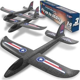 3-Pack Safe Foam Airplane Toys For Kids, Lightweight And Easy-to-Throw Glider Planes (Option: Gray)
