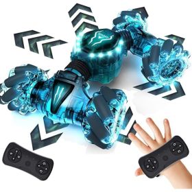 2.4GHz 4WD Gesture Sensing RC Stunt Car Rotating Double-Sided Hand-Controlled Toy With LED Lights (Option: Deep Green)