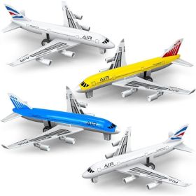 Metal Pull-Back Airplane Toys For Kids (Option: White Blue Yellow)