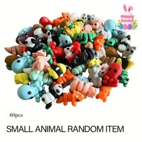 60PCS Random Small Animal Figurine Set, 3D Printed Mini Articulated Animal Assortment, Cute Mini Desk Decor And Micro Landscape Ornaments (Option: 60PCS-PLA-Mini Decorative Figurines)