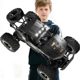 2025 RC 37cm 1:12 4WD Large Remote Control Cars Rock Crawler Monster Truck With 2 Battery ,Kids Toys Gifts (Option: Black2batteries)