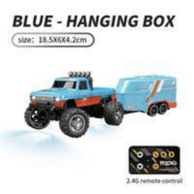 1 In 64 Mini RC Buggy With Detachable Trailer Box With Controller Kids Best Toy Gift Outdoor Impact Resistant RC Toy Car (Option: Blue remote control)