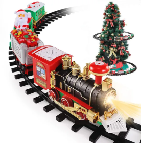Electric Train Set Kid Toy Xmas Steam Train Kit Tree Surround Track Battery Operated (Option: Multi color)