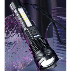 Super Powerful Rechargeable Torch Flood Light,Focus Adjustable Water Resistant Handheld Flash Light For Outdoor Camping, Fishing, Hunting, (Option: Default)