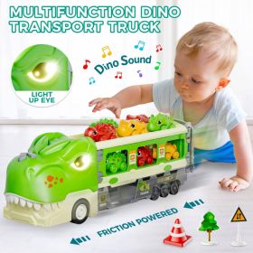 Dinosaur-shaped Children's Storage Catapult Track Toy, Randomly Equipped With Dinosaur Car Road Sign And Roadblock Set. (Option: As shown in the figure.)