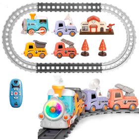 Electric Train Set With Smokes Light Sound Remote Magnetic Train Toys With Locomotive 3 Trucks Gifts For Kids Aged 3 4 5 6 Year Old (Option: Multicolored)
