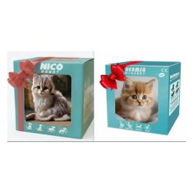 Robot Puppy Short Plush Doll (Option: Cat gray and white-16cm Color Box Package)