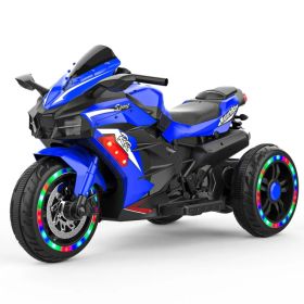 Electric Motorcycle For Kids, 12V Battery Powered Ride On Toys 3 Wheels Motorcycle With LED Lights, Bluetooth Music, Blue - No Shipping On Weeken (Option: defaulttitle)