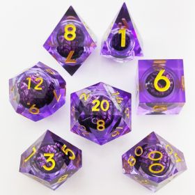 Resin Dice Dragon Eye Dice Liquid Core Purple Sharp Edged Dice Set With Gift Box, Dungeons Polyhedral D And D Dice Set Compatible With D&D (Option: Default)