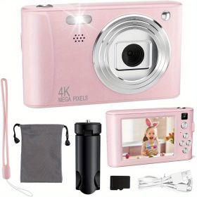 Upgrade Kids Digital Camera, HD Digital Selfie Video Cameras For Toddler, Portable Toy For 3- 10 Year Old Girl With 32GB SD Card-Pink (Option: Default)