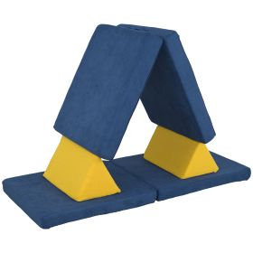 6 Pieces Foam Climbing Blocks for Toddlers with Washable Cover, Climb and Crawl, Blue (Option: Blue-370x370x750 mm)