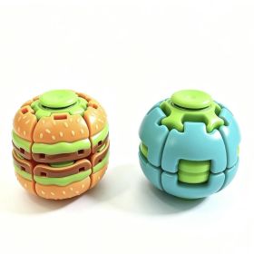 Burger Push-Spinner Multi-Pack, Press-to-Spin Fidget Toy, Novelty Stress Relief Hand Spinner, Ideal For Dorm, Classroom, Party Favors, Perfect Fo (Option: 2Pack1xBurger Spinner1xBlue)