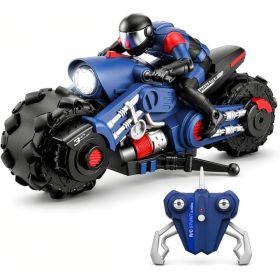 Scale RC Stunt Drift Motorcycle With 2.4GHz Remote Control,  Spinning Wheels, Rider Figure, Blue (Option: Blue)