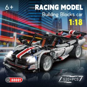 Sports Car Building Block Set Funny DIY Cool Vehicle Model Toy With Light Openable Door For Over 6 Years (Option: Default)