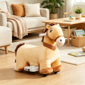 Brown 6V Electric Ride On Pony: Battery Powered Toddler Toy with Music, Forward Movement & Silent PU Wheels for 18-36 Months Old (Option: Default Title)