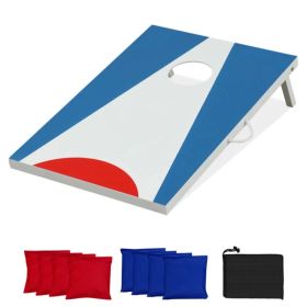 3'x2' Cornhole Board Set with 8 Bean Bags, Foldable Portable Outdoor Tossing Game Blue+Red+White (Option: Default Title)
