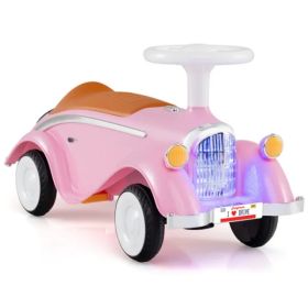 Kids Ride On Sliding Car, Foot-to-Floor Toy With LED Lights & Horn (Pink 19-36 Months) (Option: defaulttitle)