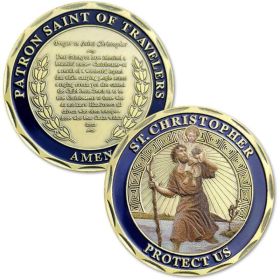 4pc Patron Saint Of Travelers Prayer Commemorative Coin St Christopher Challenge Coin For Travelers (Option: Default)