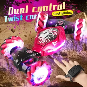 Remote Control Toy Car, Stunt Twist Car. With Music And Lighting Effects. The Toy Car Has A Built-in Rechargeable Lithium Battery. The Remote Con (Option: Red)