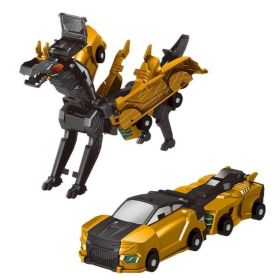 2-in-1 Unisex Mechanical Mini Magnetic-Triggered Auto-Transform Pegasus Car Toy, Battery-Free Safe ABS Plastic Animal Toy, Creative Kids' Gift Id (Option: Gold)