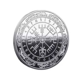 (Silver) Nordic Viking Coin Vegetarian Guide Compass Commemorative Coin Collection Talisman Souvenir Gift Home Decoration Crafts Decorations (Option: Default)