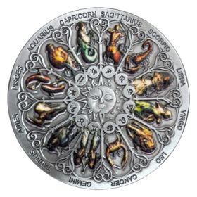 (4 Pieces)Twelve Constellations Sun Moon God Lucky Coin Ancient Silver Colorful Commemorative Coin Constellation Hobbies This Gift (Option: Default)